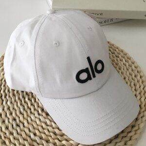 ALO Yoga White Embroidered Soft Baseball Cap